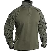 IDOGEAR SPORTS G3 Combat Shirts Men’s Tactical Shirt with Elbow Pads 1/4 Zipper Collar Long Sleeves Top Military Clothing