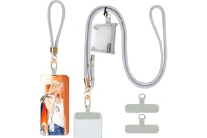 HOTEMIA Phone Lanyard and Wrist Straps, Adjustable Cell Phone Lanyard Crossbody with Detachable Wallet, 8mm Thick iPhone Lanyard for Around the Neck (Grey+Wallet)