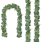 CQURE 3Pcs Eucalyptus Garland,Artificial Eucalyptus Leaves Table Greenery Garland Wreath Vines for Wedding Party Table Fireplace Bedroom Wall Room Decor