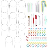LIHAO Circular Knitting Needles Set, 11PCS, 32 inches (80 cm) | Stainless Steel, Knitting Accessories Included, for Beginners, DIY Craft Tools