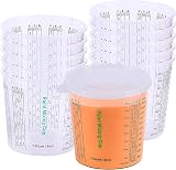 CANOPUS 1300ml Mixing Cups 12 Pack with 3 Lids - Clear Graduated Plastic
