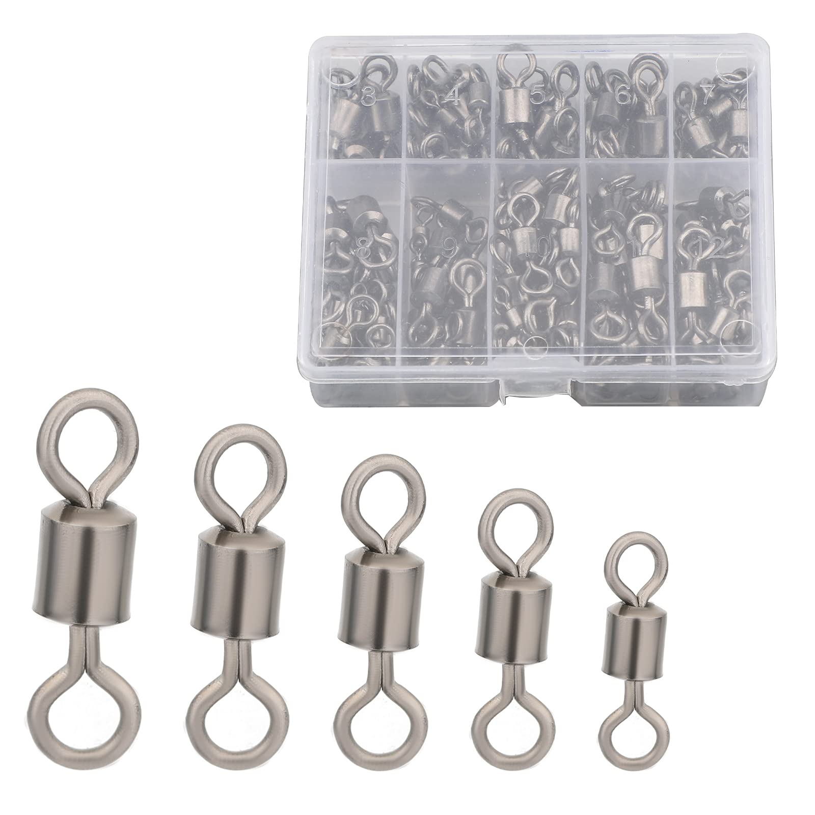 SAVITA 220 Pieces Barrel Swivel High Speed Rotating Connector for Freshwater Saltwater Bass Fishing