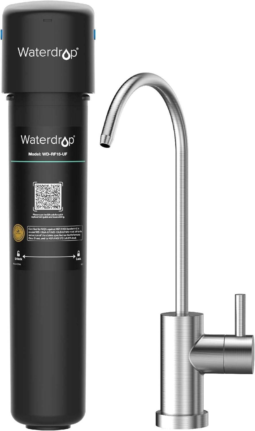 Waterdrop 15UBUF Under Sink Water Filter System, 0.01 Micron Ultra