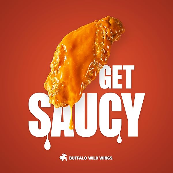 BUFFALO WILD WINGS MEDIUM BUFFALO SAUCE, 12 FL. OZ., PERFECT DIPPING SAUCE, CHICKEN MARINADE, WING SEASONING AND BURGER TOPPING, ENJOY A MEDIUM, COMFORTABLE HEAT
