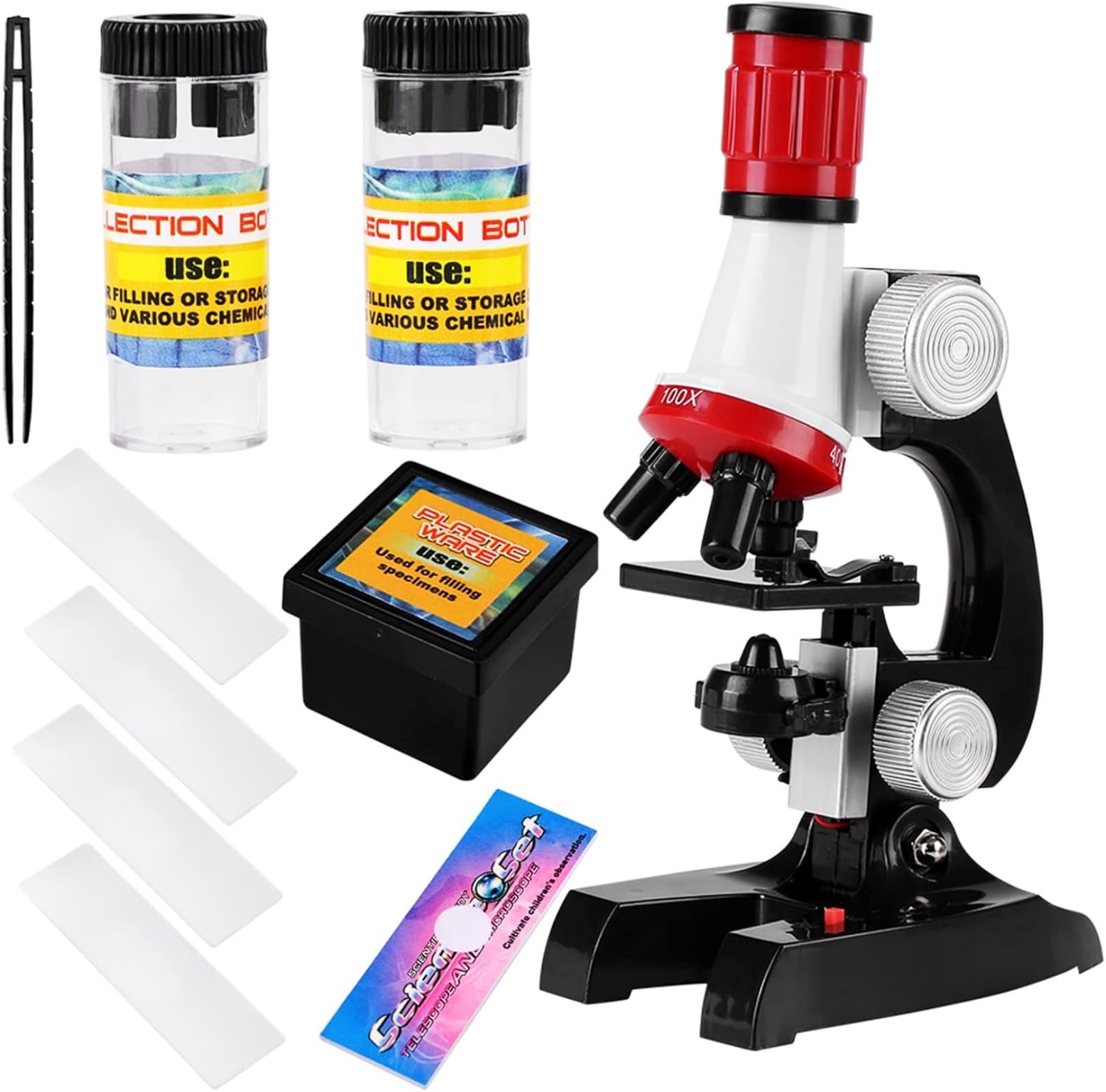 Itian Science Microscope Kit for Children 100x 400x 1200x Refined Scientific Instruments Toy Set for Early Education
