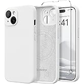 SuydanBox Magnetic for iPhone 14 Case, Compatible with MagSafe, [Full Camera Protection][Screen Protector] Silicone Shockproof Protective Phone Case for iPhone 14 6.1 inch, White