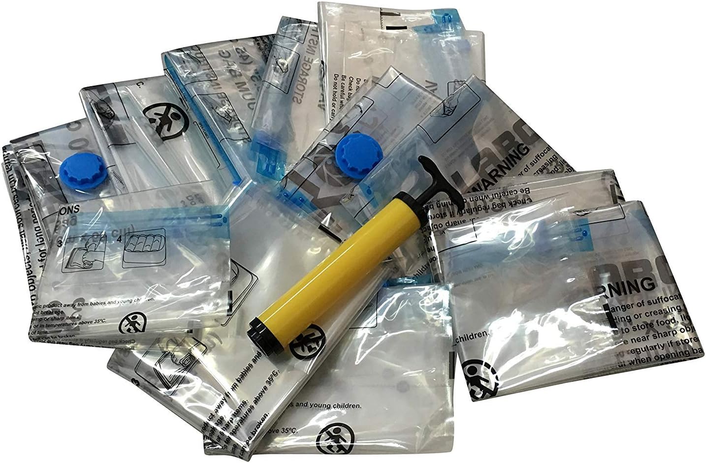 Sodynee 15pcs Thicker Premium Jumbo Vacuum Seal Storage Bags for Clothes - Travel Hand-Pump Included