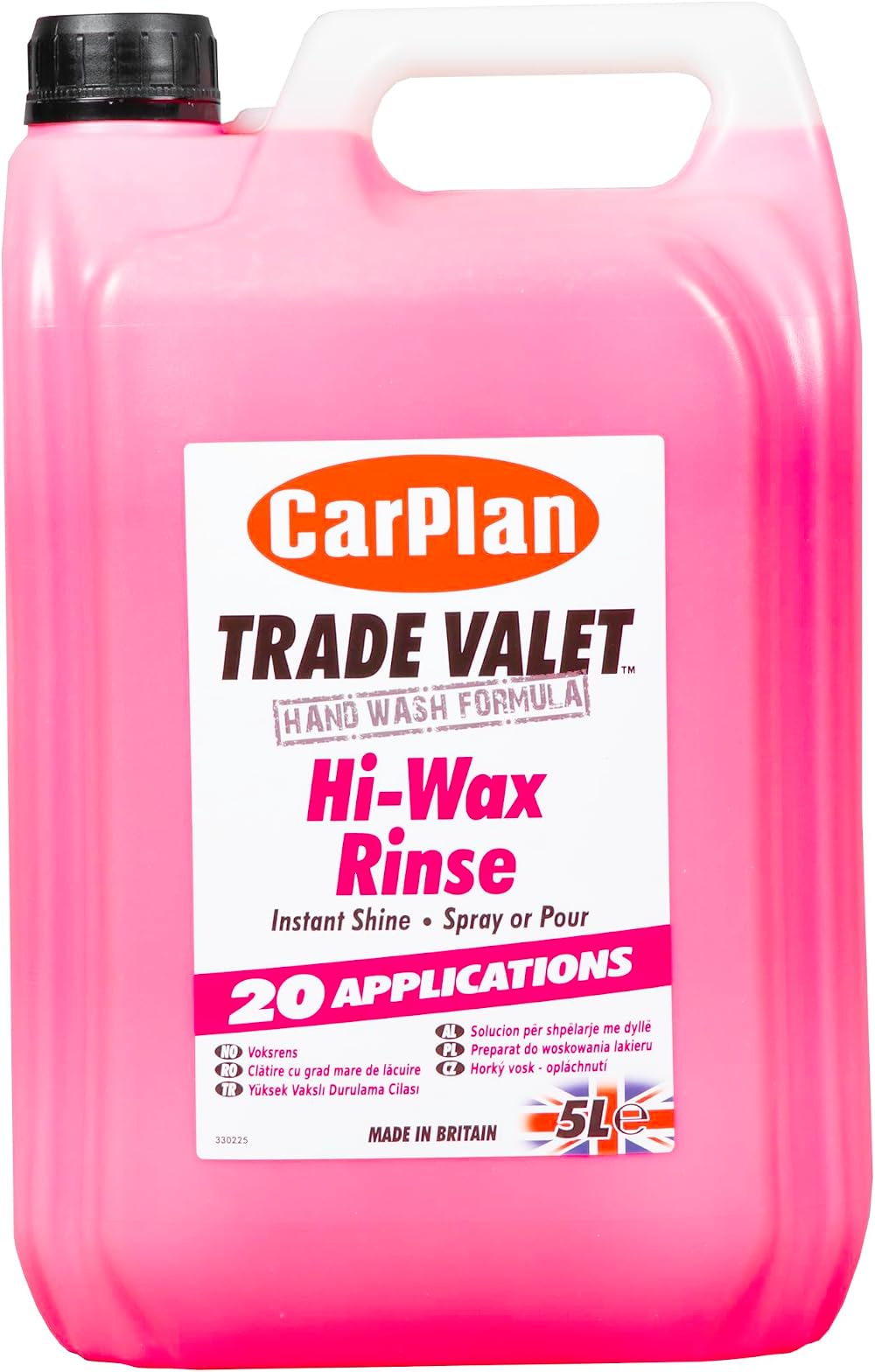 CarPlan Hi-Wax Rinse Instant Shine 5 L 20 Applications Trade Valet