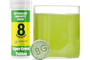 8Greens Supergreens Tablets | Super Greens Powder Superfood Tablet, Metabolism Immunity & Focus, Daily Greens Effervescent Tablets, Organic: Aloe Vera, Spirulina, Chlorella, Lemon Lime, 10 Servings