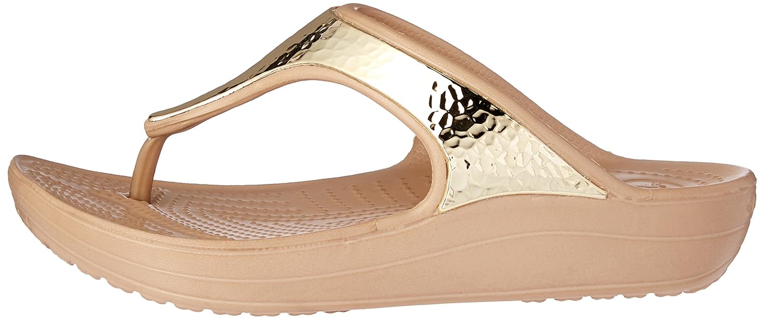 crocs sloane embellished women flip in gold