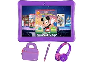 Contixo 10" Android Kids Tablet Bundle - 32GB, 80+ Disney Storybooks ($350 Value), Parental Controls, Kid-Proof Case w/Kickstand & Stylus, Headphones & Sleeve Bag - Purple