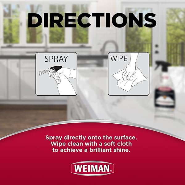 WEIMAN QUARTZ COUNTERTOP CLEANER AND POLISH – 24 OUNCE – CLEAN AND SHINE YOUR QUARTZ COUNTERTOPS ISLANDS AND STONE SURFACES WITH ULTRA VIOLET PROTECTION