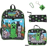BIOWORLD Unisex Minecraft Adventure Mode 5-Piece Backpack set (Little Kid/Big Kid), Green, One size