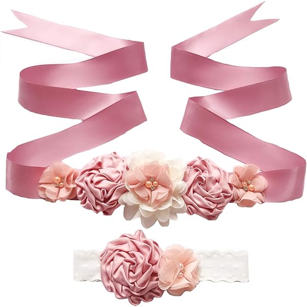 CENAST Bridal Wedding Belt Maternity Sash Flowers Pearls  display picture 1
