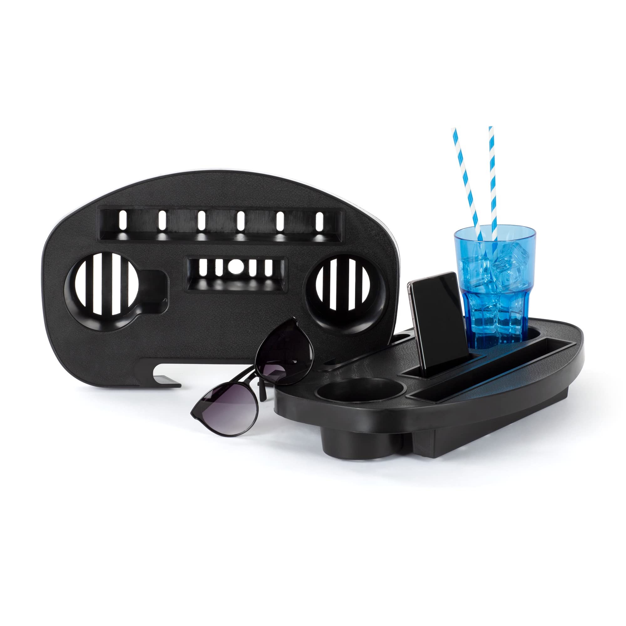 Fineway 2 x Clip On Side Table Tray For Zero Gravity Sun Lounger / Camping Chair Outdoor Garden Fishing Beach Storage Tidy – Ideal for Drink , Mobile Phone, Books, Ipad Tablet Holder