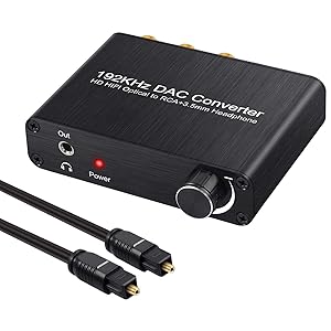 Neoteck 192kHz Dolby Digital to Analog Audio Converter with Volume Knob Support DTS/Dolby AC3 5.1CH Digital SPDIF Coaxial Toslink to Analog Stereo Left/Right RCA + 3.5mm Jack Audio Converter