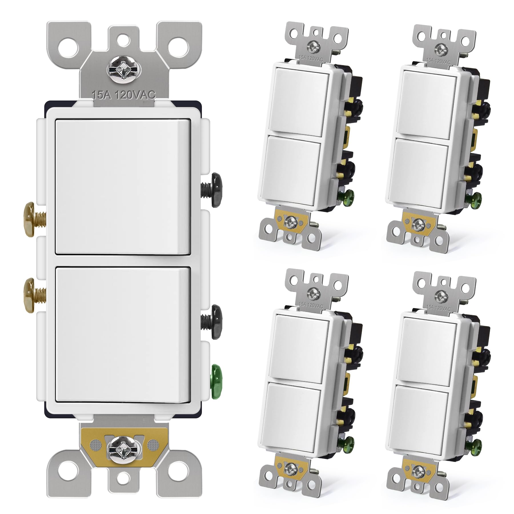 CML Double Rocker Decorator Light Switch, Two Single Pole Electrical ...