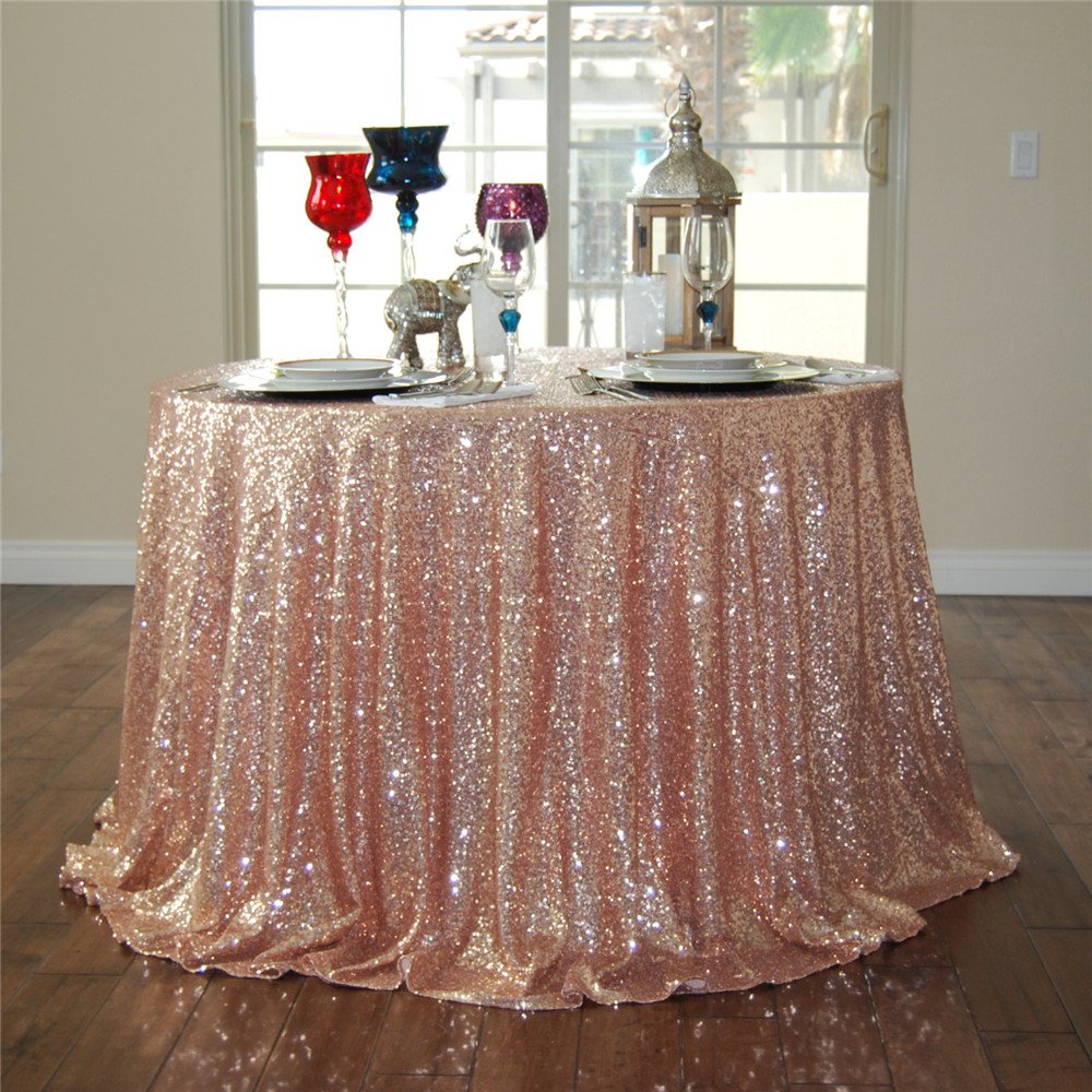 Amazoncom GFCC Rose Gold 72 Round Sequin Tablecloth Christmas