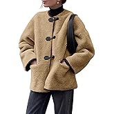 Cicy Bell Womens Faux Fur Jacket Fuzzy Coat Long Sleeve Button Front Warm Winter Outerwear with Pockets