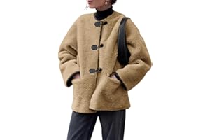 Cicy Bell Womens Faux Fur Jacket Fuzzy Coat Long Sleeve Button Front Warm Winter Outerwear with Pockets