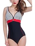Ewlon Aqua Women's Nautical Monokini Striped Pattern Removable Inserts - Made in EU