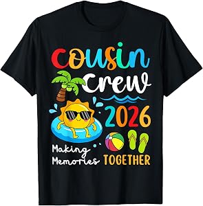 Cousin Crew 2026 Summer Vacation Beach Family Trips Matching T Shirts Tees for Men Women Kids