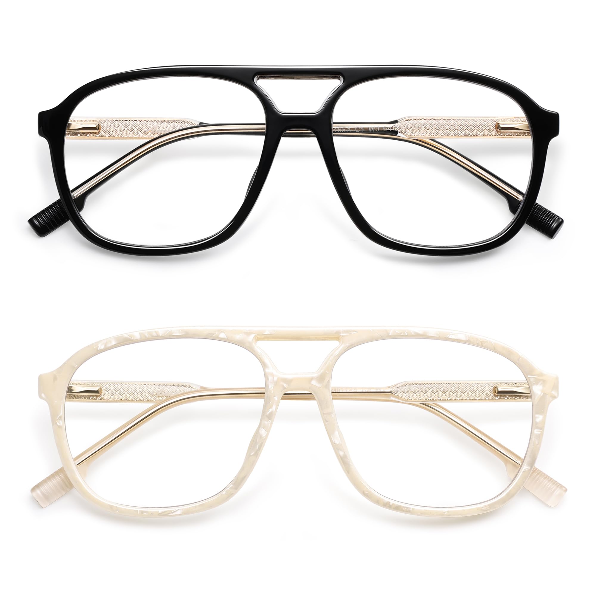 Photo 1 of *Black pair missing* AMOMOMA Retro Blue Light Aviator Reading Glasses for Women Men,Vintage Square Computer Reader Frame 2.0 1.5 AM6112 C1+C5 1.5X