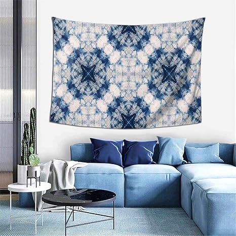 Amazon Co Jp Miscery タペストリー 部族の絞り染めの効果のプリントアートは 対称軸のデザインの奇妙でぼんやりとした形を特徴としています 多機能 おしゃれな壁掛け インテリア ファブリック装飾用品 モダンなアート 壁掛け ホーム キッチン
