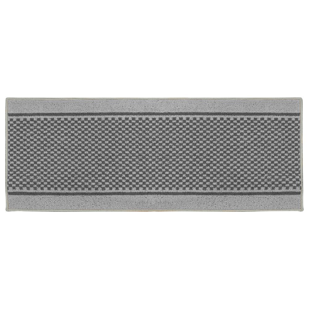 JVL Bologna Latex Backed machine Washable Entrance Runner Mat, Light Grey, Dark Grey, Polypropylene/Latex, Light Grey/Dark Grey, 150 x 57 x 1.2 cm