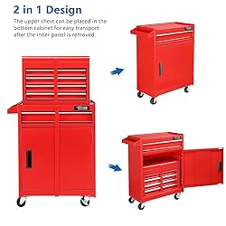 TUFFIOM 5-Drawer Rolling Tool Chest, Tool Storage