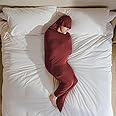 Hug Sleep Hooded Sleep Pod Move, Wearable Blanket with Comfy Hoodie, Weighted Blanket Alt, Seen on Shark Tank, Cooling Sensory, Machine Washable Cozy Blankets, Adult, Kids or Teens Gift, Ruby, Medium