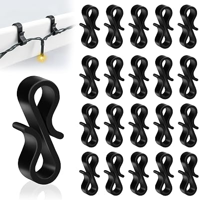 Dalugo 120 Pcs Gutter Hooks for Outdoor Lights Black Plastic Clips