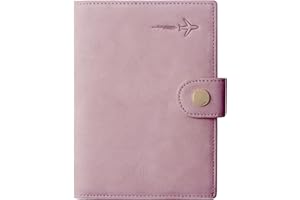 BORGASETS Genuine Leather Passport Case, RFID Passport Cover with Credit Card Holder for Women and Men Family ID Travel