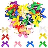 Wokape 200Pcs Twist Tie Bows for Treat Bags, Multicolored Ribbon Bow for Gift Wrap Supplies Wedding Festival Party Decor