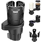 JINKEY Upgrade 2 in 1 Multifunction Cup Holder Extender, 360°Adjustable Rotating Dual Cup Holder Insert for Stanley Car Water Bottle Holder Adapter Carbon Fiber
