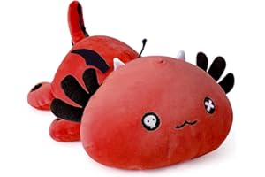 Onsoyours Cute Axolotl Plush, Soft Stuffed Animal Bat Salamander Plush Pillow, Kawaii Plushie Toy for Kids (Red Axolotl A, 13")