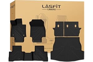 LASFIT Floor Mats&Trunk Mat Fit for Toyota RAV4 2019-2025 (Only Fit Hybrid) All Weather TPE Mats Custom Fit Floor Liner for Toyota RAV 4 1st and 2nd Row Full Set Car Mats and Cargo Liner, Black