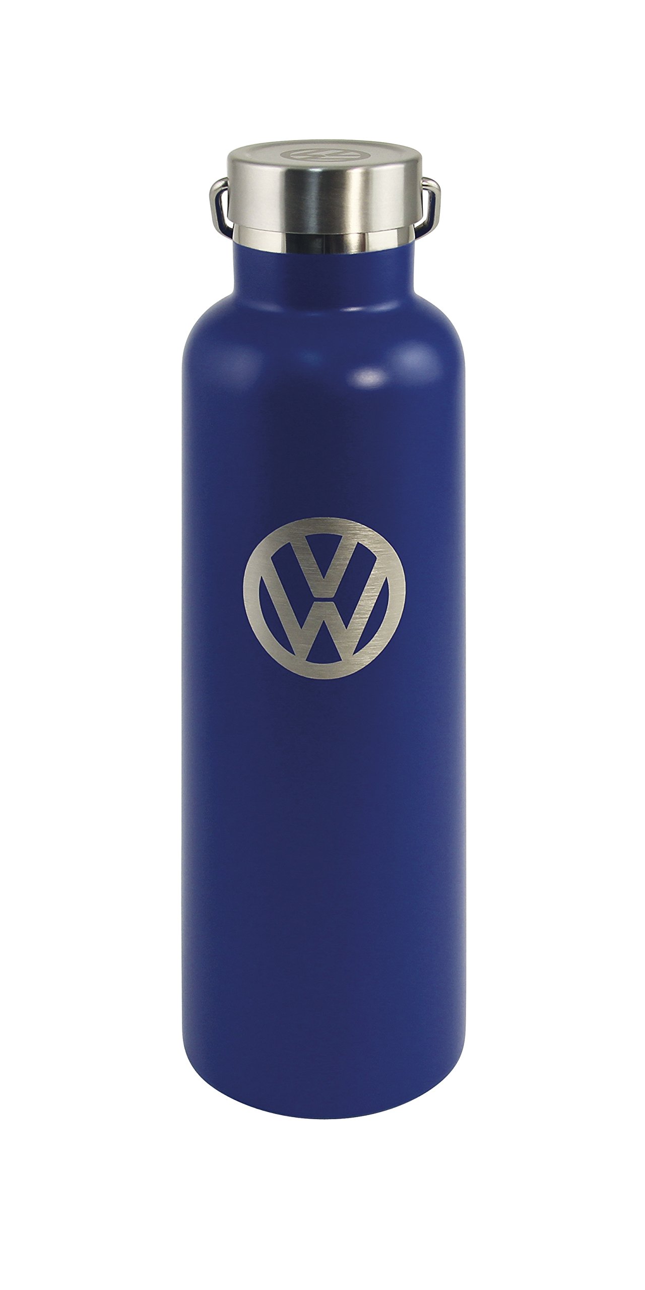 BRISA VW Collection - Volkswagen Stainless Steel Thermo Insulated Drinking Bottle with Lettering & VW Logo (735 ml/24.9 fl oz/VW Logo/Blue)