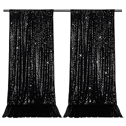 PartyDelight Black Sequin Backdrop Curtains