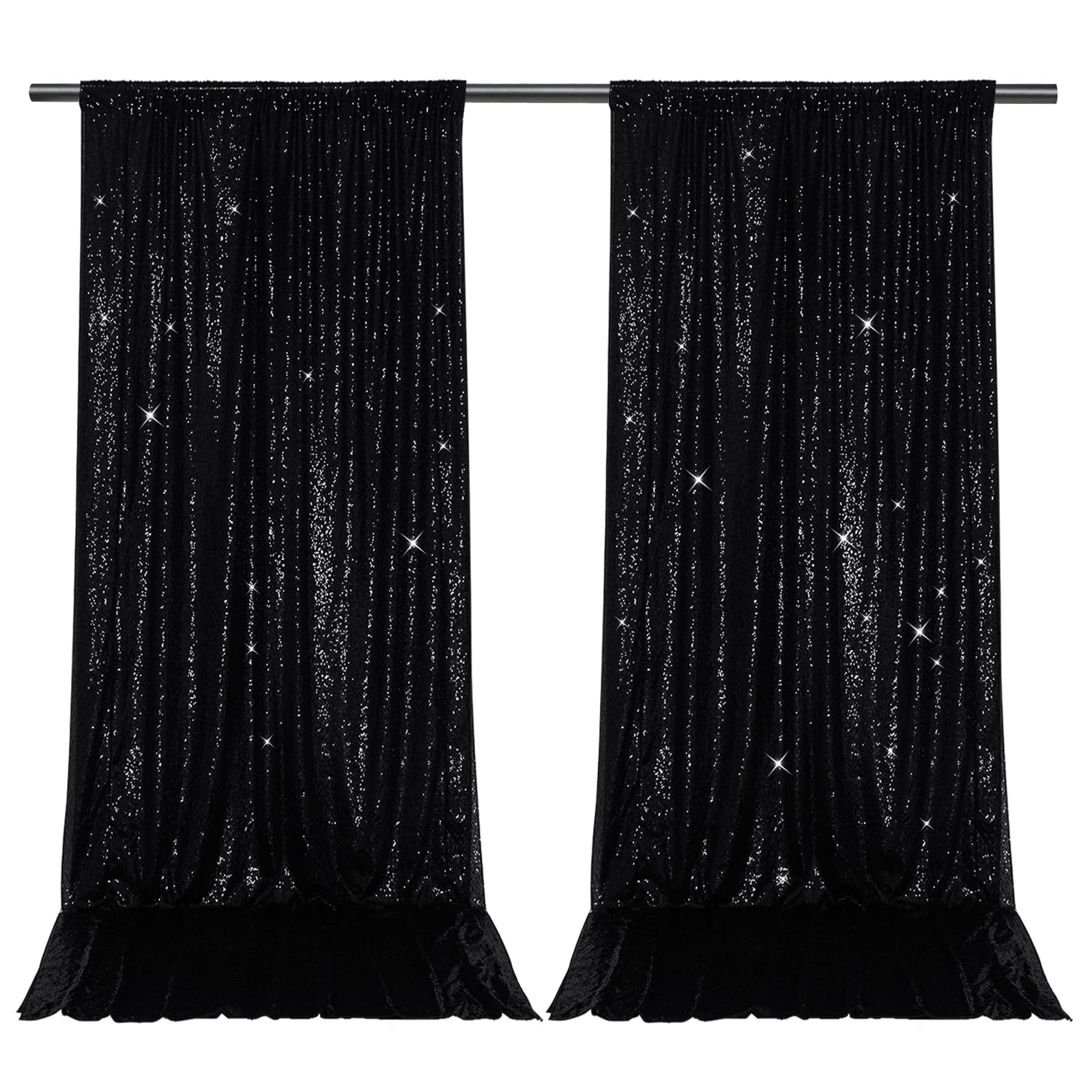 PartyDelight Black Sequin Backdrop Curtains