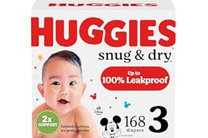 Huggies Size 3 Diapers, Snug & Dry Baby Diapers, Size 3 (16-28 lbs), 168 Count, Packaging May Vary