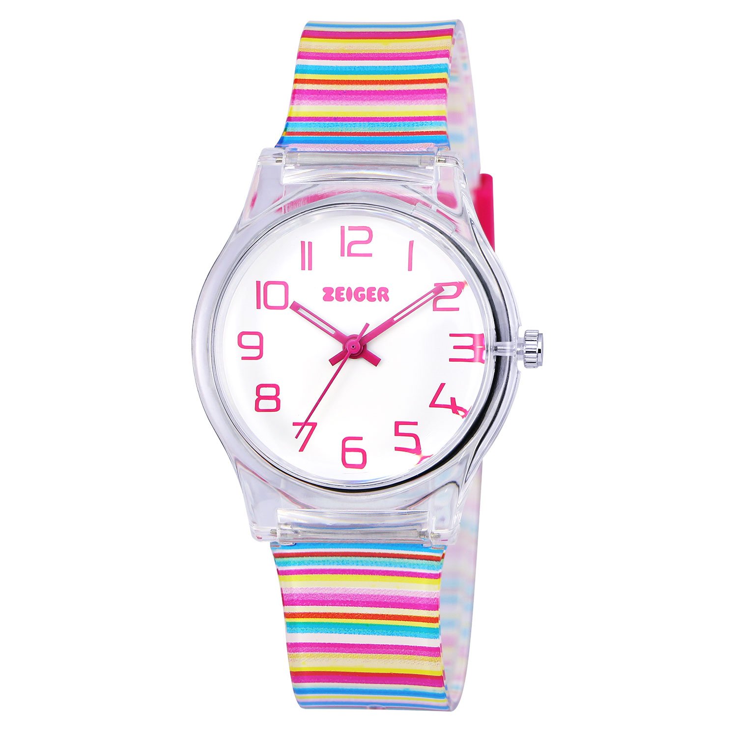 Zeiger Kids Watches Sports Watch for Girls and Boys Lovely Student Watch Resin Strap Watch Best Gift for Child (Rainbow KW036)