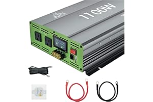JJN 1100W Pure Sine Wave Inverter DC 12V to AC 110V/120V Convert with LCD Digital Displayer, Wired Remote Controller, Power Inverter for Off-Grid Solar System, RV, Truck, Marine, Home Backup Power