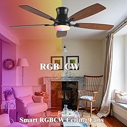 FUMLTP Ceiling fans with Lights, 54 In RGB Low