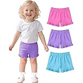 ZUEMET 3 Pack Baby Girls Ruffle Shorts Toddler Cotton Dance Shorts Soft Summer Clothes Size 18M-5T