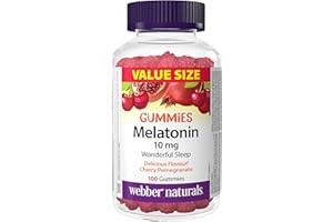 Webber Naturals Melatonin 10 mg Gummy, 100 Gummies, Cherry-Pomegranate Flavour, For Sleep Support, Vegan