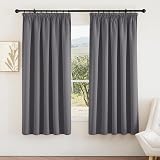PONY DANCE Grey Blackout Curtains 66x72 Pencil Pleat Thermal Insulated