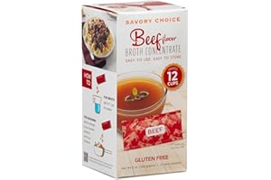 SAVORY CHOICE Beef Broth Concentrate, 1 Box of 12 Packets (12g) - Gluten-Free, Diary-Free Broth Concentrate