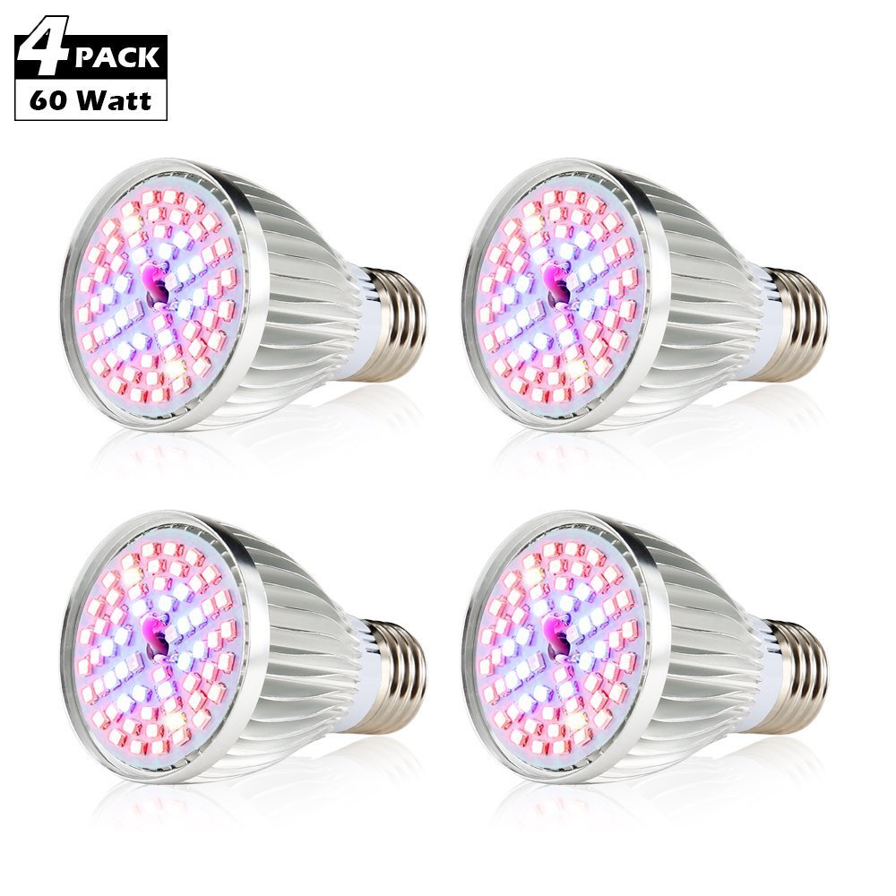 Led Grow Light Bulb, 60W Full Spectrum E27 Grow Plant Light Bulb Led
