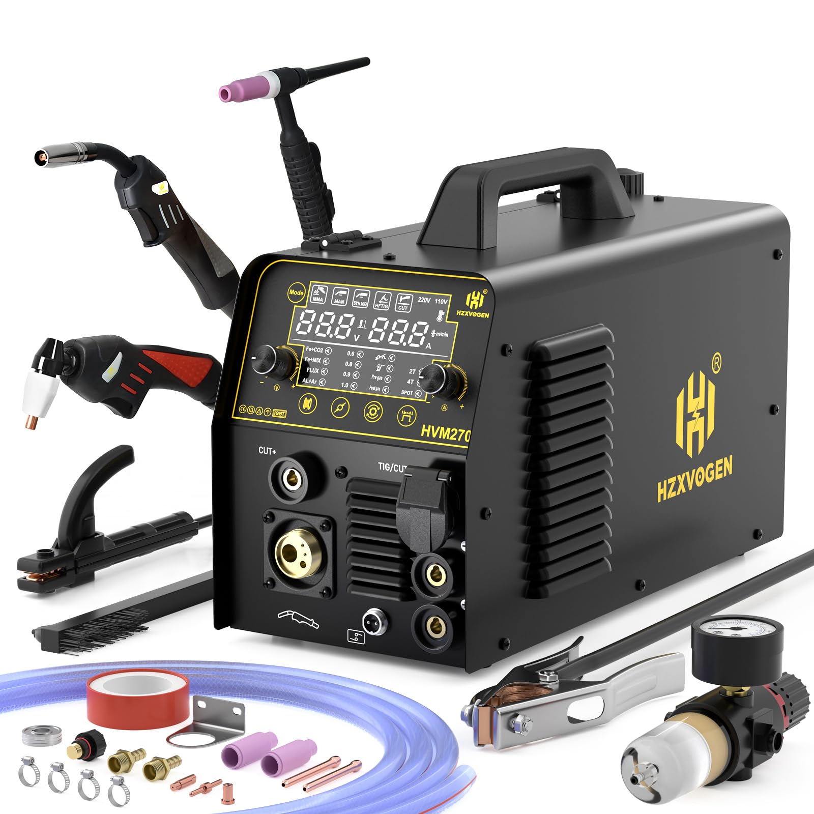 H HZXVOGEN MIG Welder, 200A 6 in 1 Gas MIG/Gasless MIG/HF TIG/Stick ...